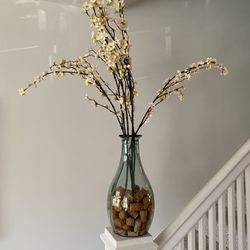 Glass Vase with Faux Flowers