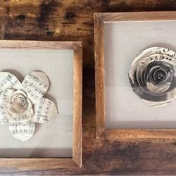 3D Paper Wall Art Flowers Framed $8 for Both