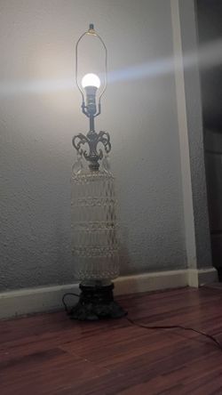 Vintage Victorian Cut Glass Brass Base Accent Table Lamp
