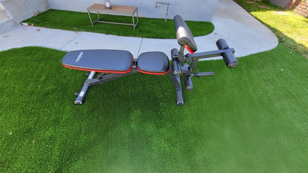 Workout Bench Press for Home Gym with Leg Extension and Preacher Pad