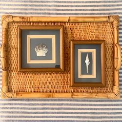 Vintage 8” H Triple-Matted Coastal Shell Art in Solid Wood Frames – Pair