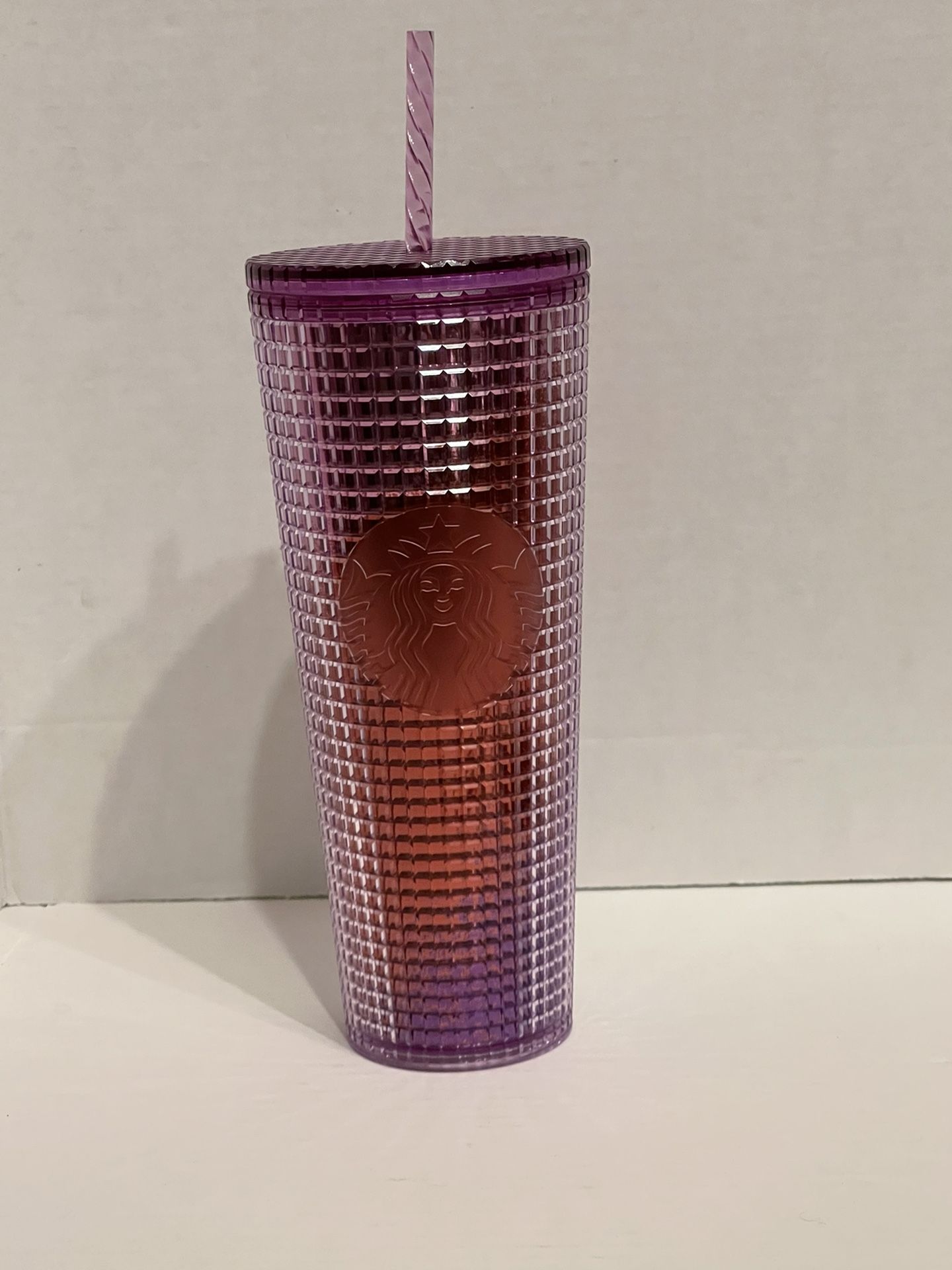 NEW Starbucks Summer 2021 Pink Purple Grid Cold Tumbler 24 oz