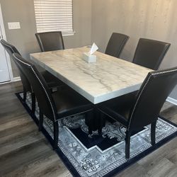 Marble Top Dining Table With 6 Chairs