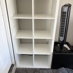 White 8 cubby book vinyl  storage shelf  bin