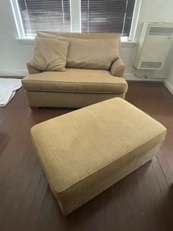 Beige Loveseat Sofa with Matching Ottoman