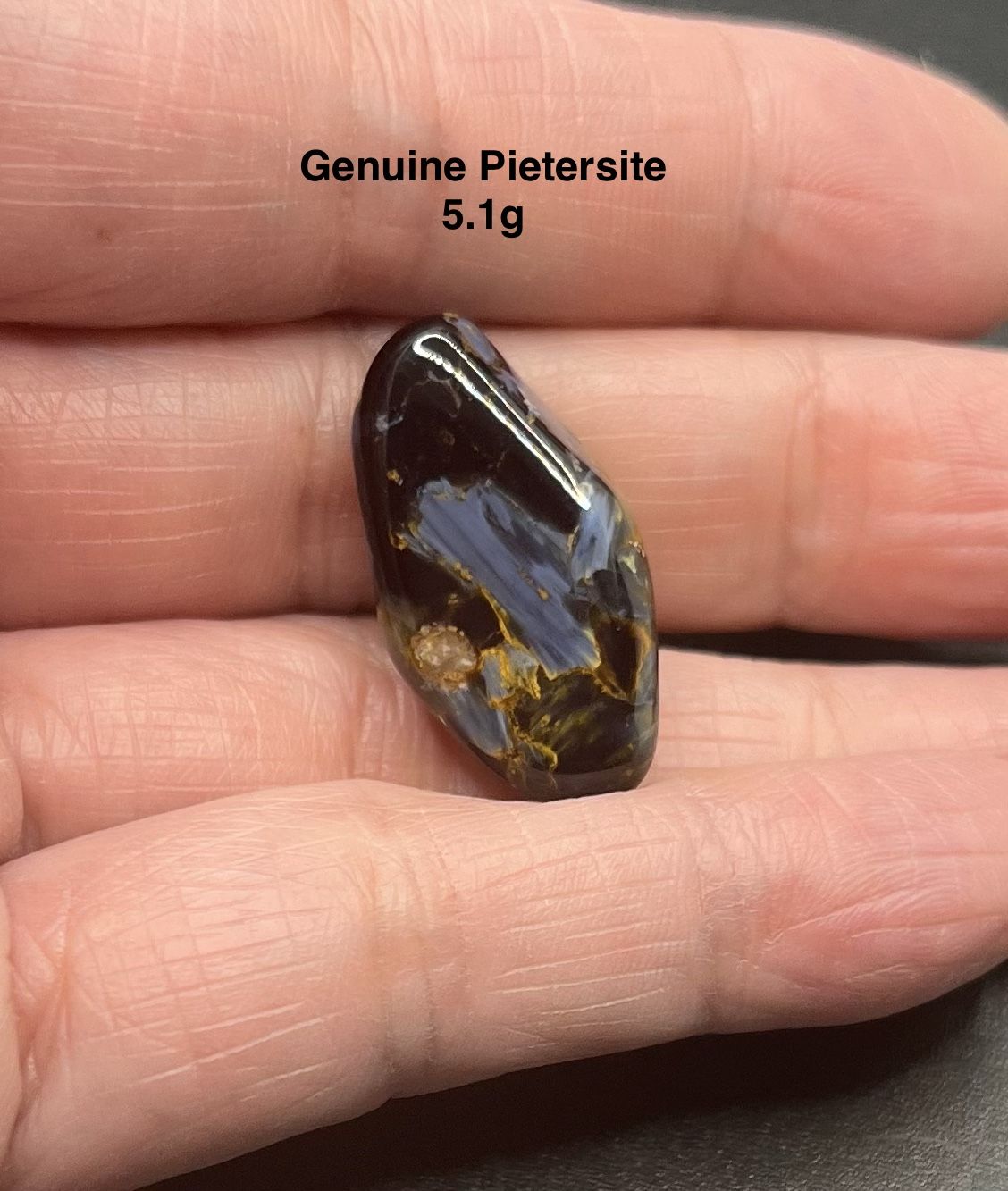 Pietersite Genuine  Stone from Namibia Africa 5.1g RARE (Free Selenite Stick)