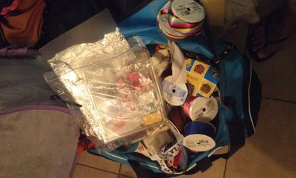 A bag full of arts and craft materials