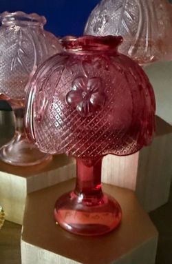 Vintage cranberry glass fairy lamp