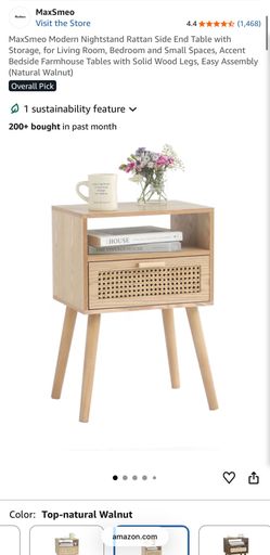 Modern Nightstand Rattan Side Table