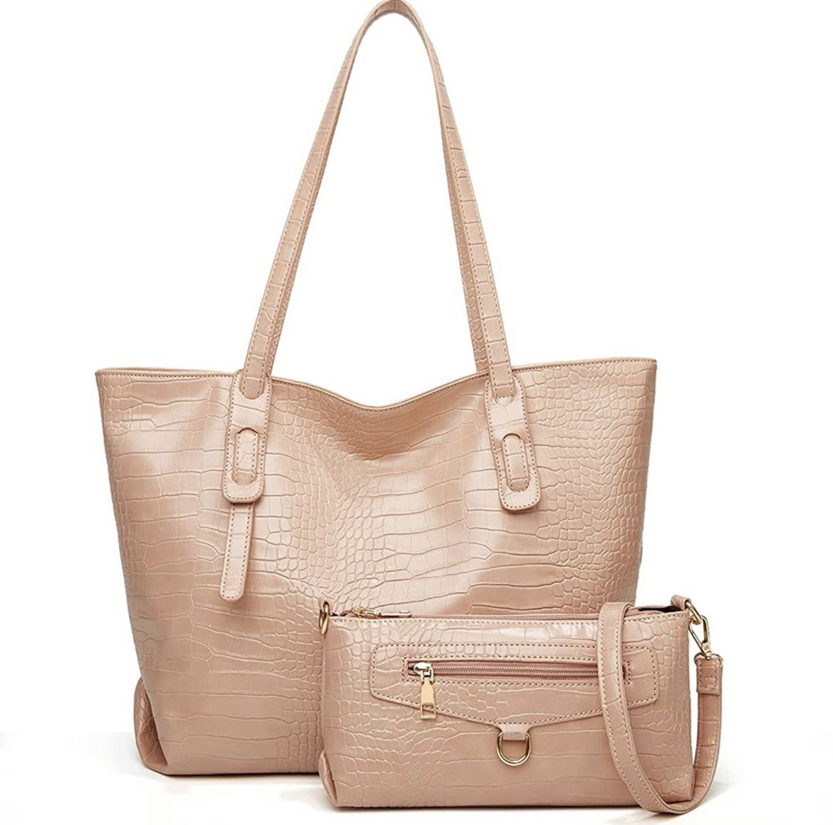 Women’s Pink Shoulder Bag Handbags Satchel Purse Set Of 2