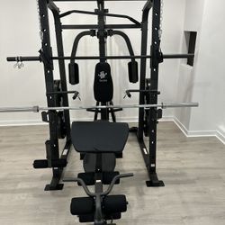 Vesta Fitness Smith Machine 1001 w/Bench Attachment | 230lb Bumpers Olympic Weights | 7ft Olympic Bar | Fitness | Gym Equipment | FREE DELIVERY 🚚 