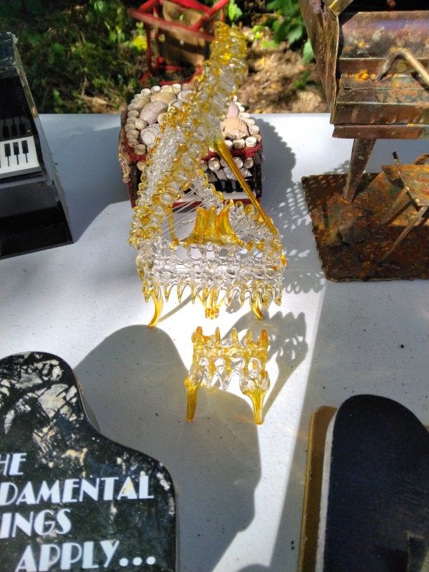 Glass Blown Hand Crafted Grand Piano With Stool
