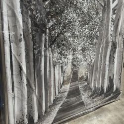 Litton Lane 1- Panel Handmade Forest Framed Wall Art with Silver Frame 47 in. × 47 in