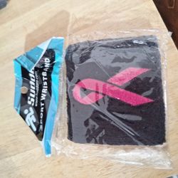 Suddora Sport Wristband Black With Pink Breast Cancer Awareness Ribbon New Sealed 