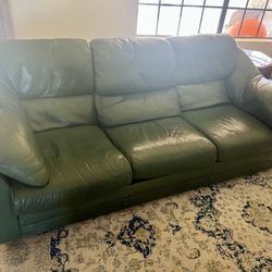 FREE Green Leather Couch & Loveseat