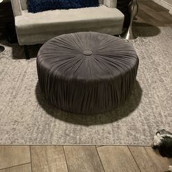 Gray Poof Ottoman 