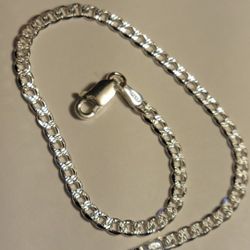 8" 3mm Cuban Link Chain Bracelet Unisex- Italian Sterling Silver 925