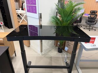 Black Curved Glass Top Electric Standing Desk