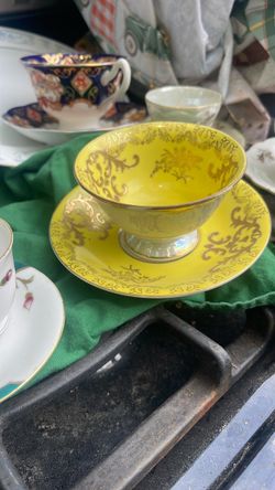 Taza de té platillo porcelana vintage estilo moss rose Japón a mediatos siglo xx