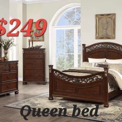 QUEEN BED ADD MATTRESS $199 FINANCE IS EASY NO CREDIT IS OK