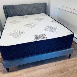 Queen Size Bed Frame-Queen Mattress 12”thick Brand New Delivery All Cities 
