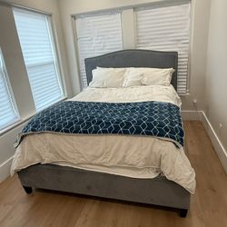 Queen Size Gray Microfiber Bed Frame 