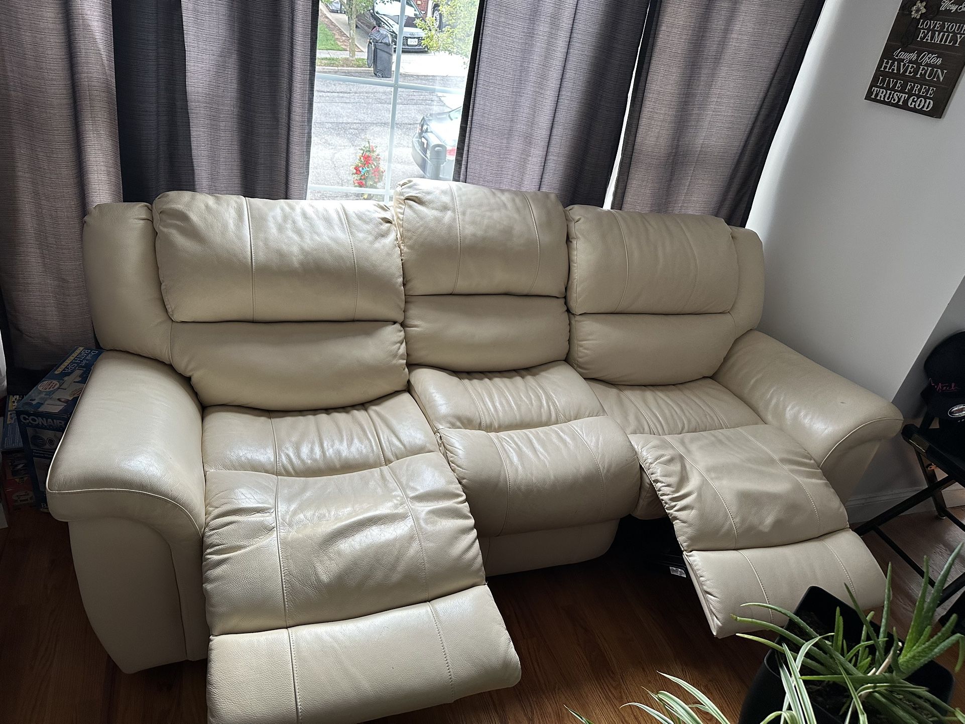 Cream Leather Couch