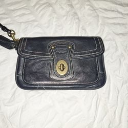 Black Leather Coach Wristlet 