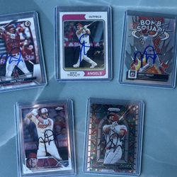Mike Trout Auto Cards Lot Of 5. All Obtained In Person Before A Game See Pics 