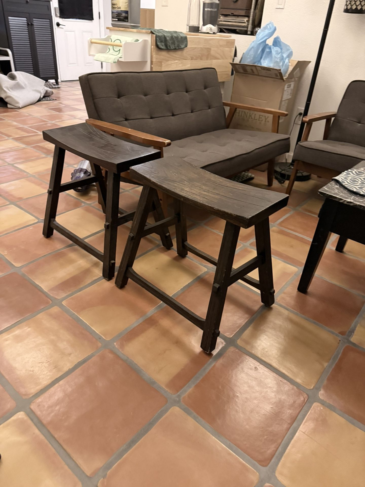 2x Wooden Pier1 Table Height Stools