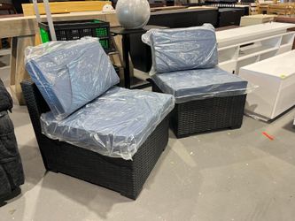 New -2 Piece Outdoor Wicker Armless Sofa