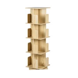 Homy Casa OLIVA 4 BEECH 15.4" x 15.4" x 50.4" Rotating Bookshelf for Storage and Display