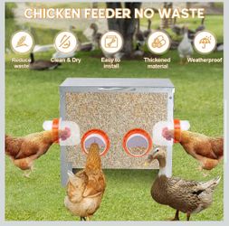 Automatic Chicken Feeder Large Capacity Metal Poultry Feeder 25lbs 4-Ports