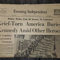 1963 St. Petersburg Evening Independent JFK Assassination Newspaper John F. Kennedy