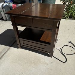 Lift-Top Coffee Table + Matching Side Table w/ Storage & Power Outlets