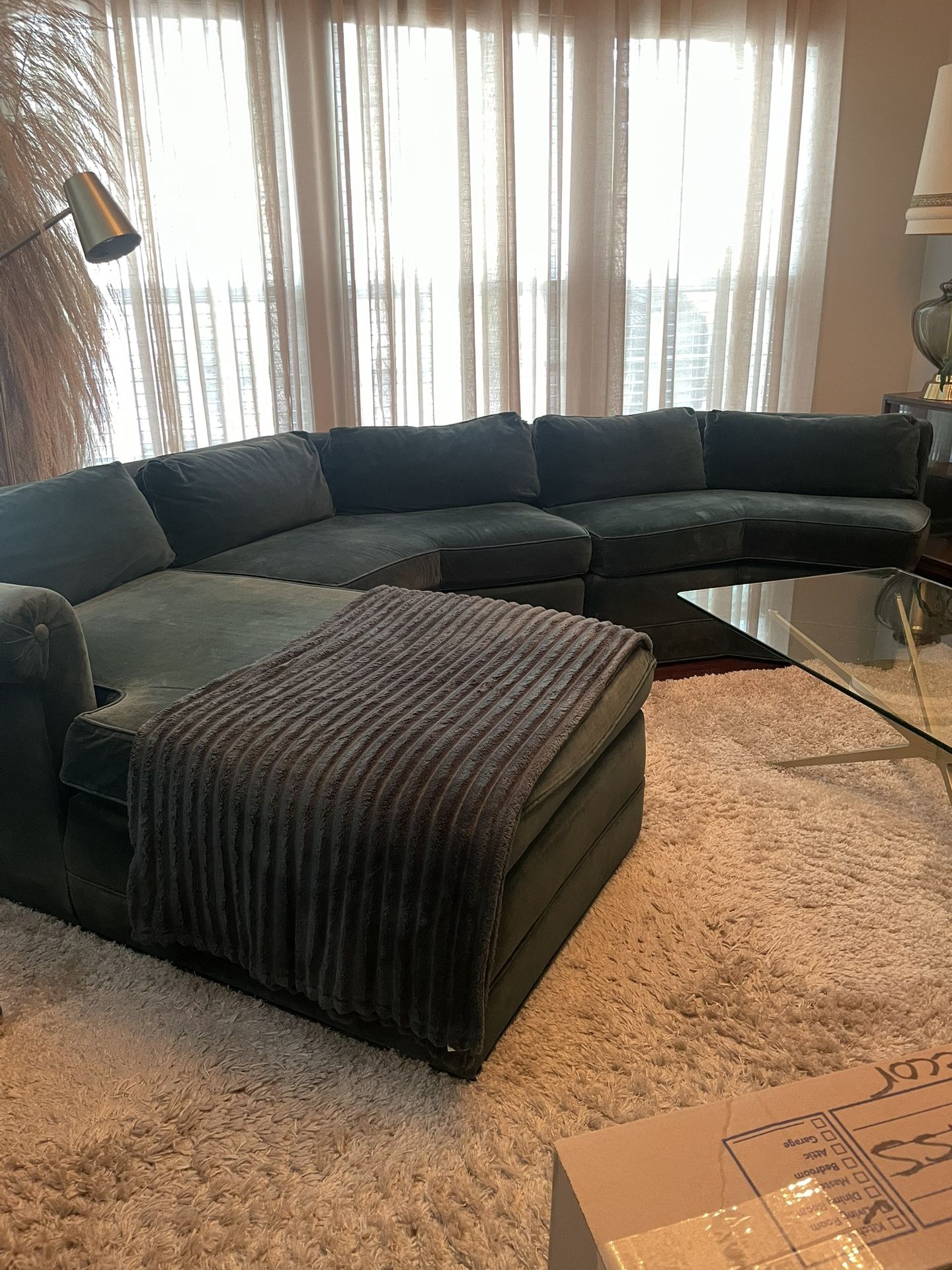 vintage velvet sectional