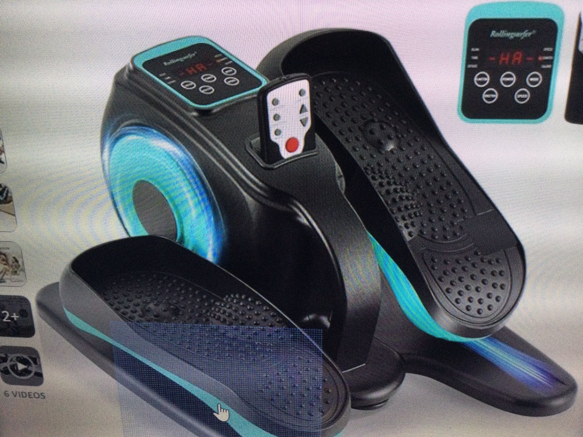UNDER DESK ELLIPTICAL MACHINE, ELECTRIC LEG EXERCISOR. COMPACT SEATED PEDAL EXCERISOR W/REMOTE CONTROL AND NON - SLIP PEDALS