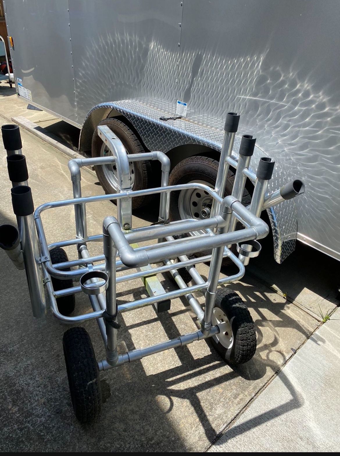 Aluminum Surf Rod / Cooler Holder And Wheeled Cart