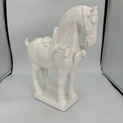 13” Porcelain Horse Sculpture Figurine Elegant Decor Display 
