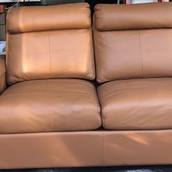 Camel Leather Love Seat