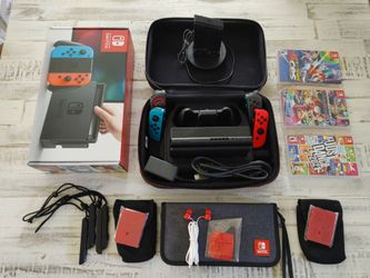 Nintendo Switch Bundle - 4 Joy-Cons, 3 Games (Mario Kart 8), Case & Box Included