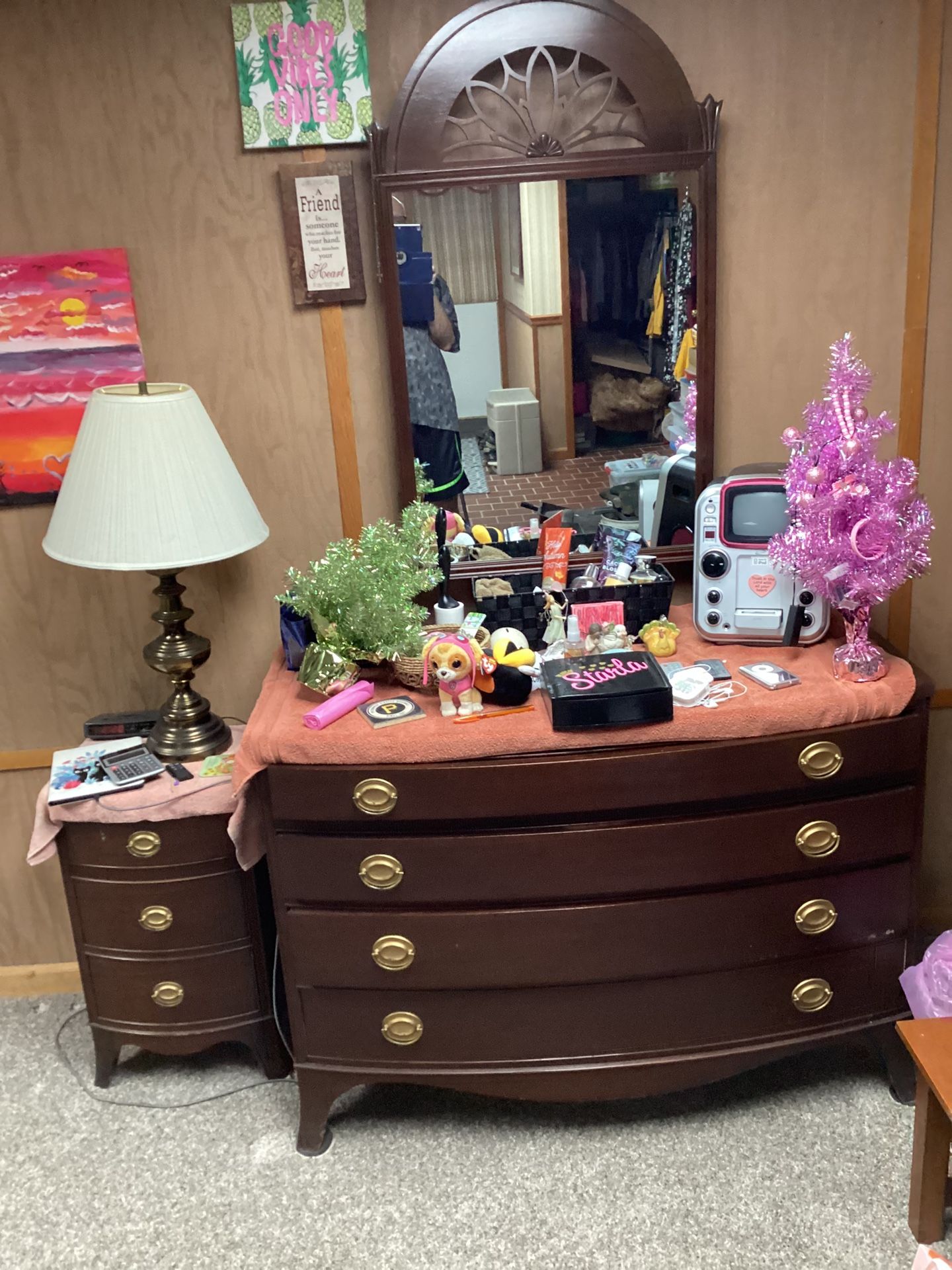 Antique Head ,foot ,and side Boards. Two Dressers And night stand.