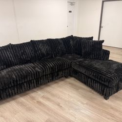 Black Fluffy Sectional Couches