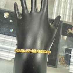 24kt Pure Gold Hand Craft Custom Links Bracelet 7 In