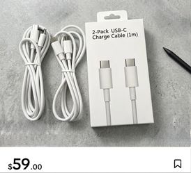 2 PACK TYPE C USB Phone Fast Charger (white) Cable Cord 🔌
