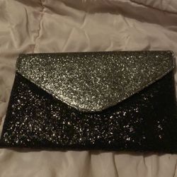 Black And Silver Envelope Sparkle Purse