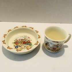 1936 Royal Doulton Bunnykins Plate & Cup Set Excellent Condition No chips or Cracks No fading