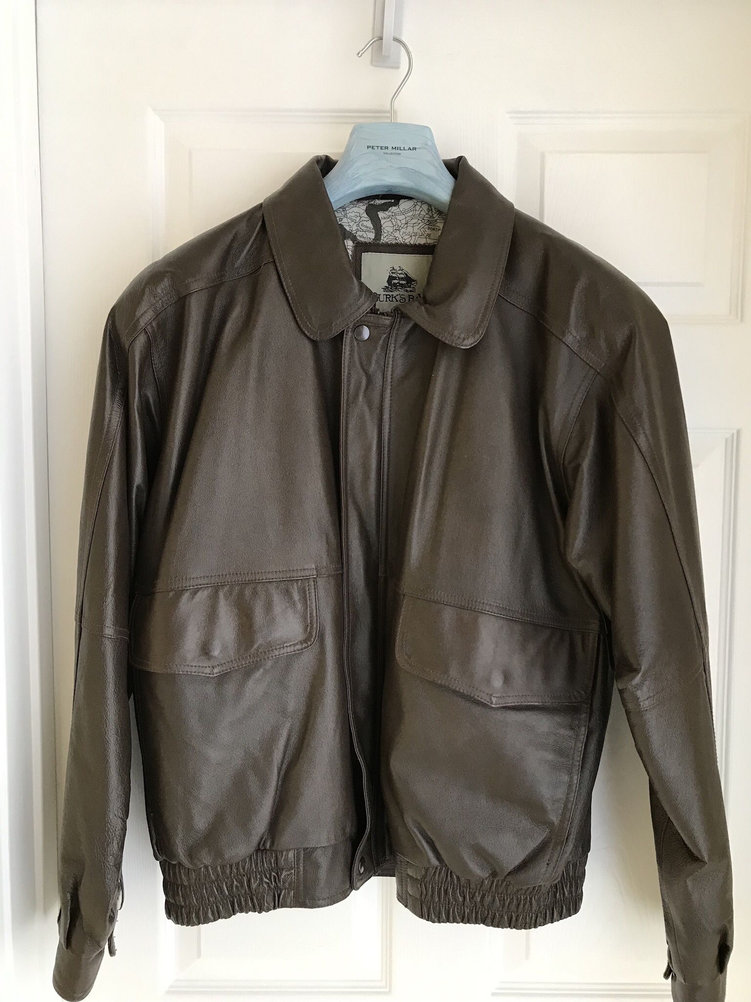 BURK’S BAY BROWN LEATHER BOMBER JACKET- Size: Men’s Large- NEW!!
