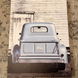 Picture Of Vintage Ford On A Canvas With Wooden Frame