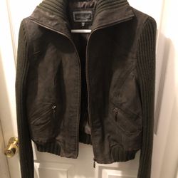 Y2K Era Leather & Knit Cropped Jacket RN 98790 Style 2161 Size L